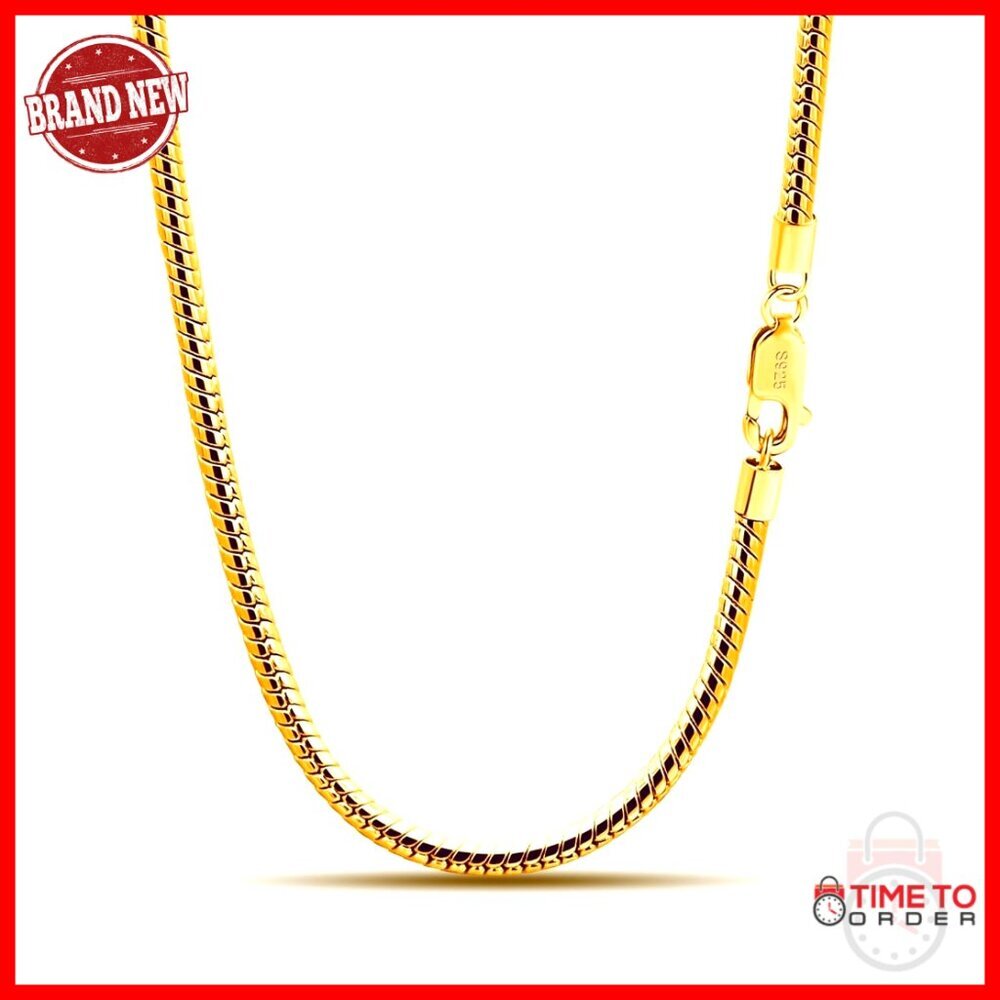Sterling Silver Snake Chain Necklace 22" Unisex Fine Jewelry Gift